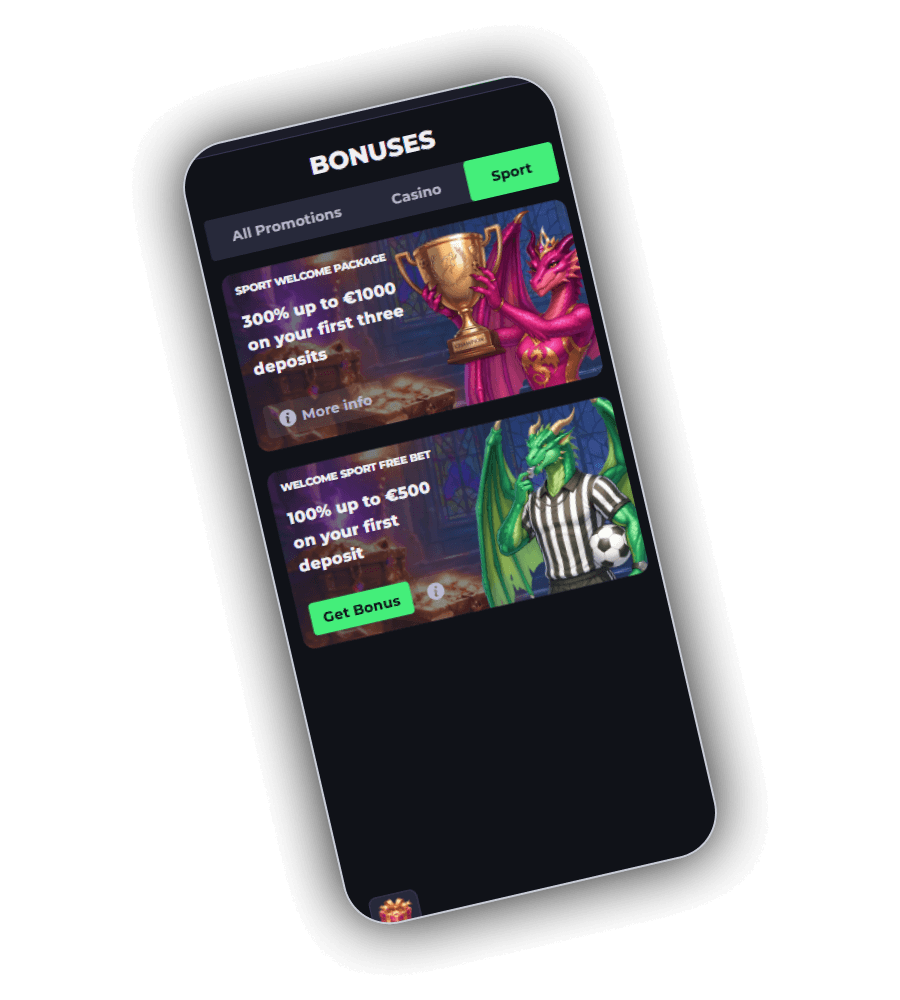 DrellaBet offer wall with the welcome package, the reload and the cashback entries