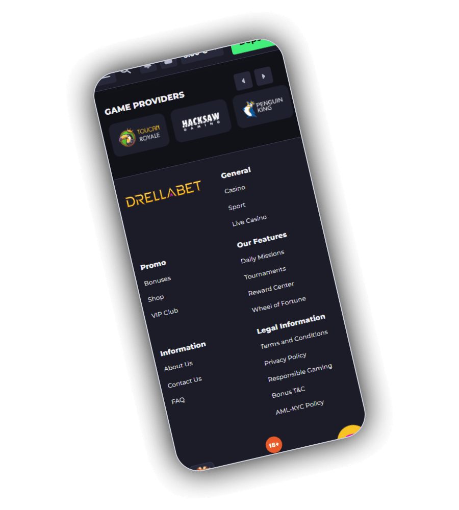 DrellaBet studio list with the eighteen suppliers behind the game library