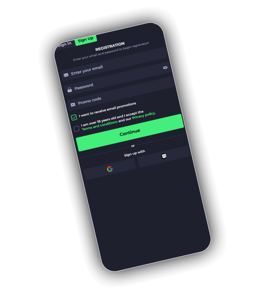 DrellaBet registration step with the account details a new player fills in